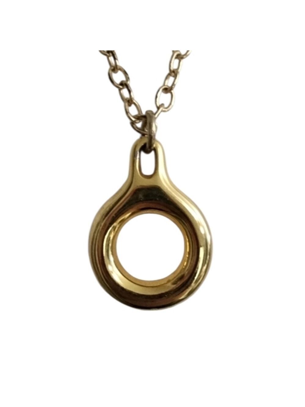 Goldtone Minimalist Necklace with Circular Pendant
